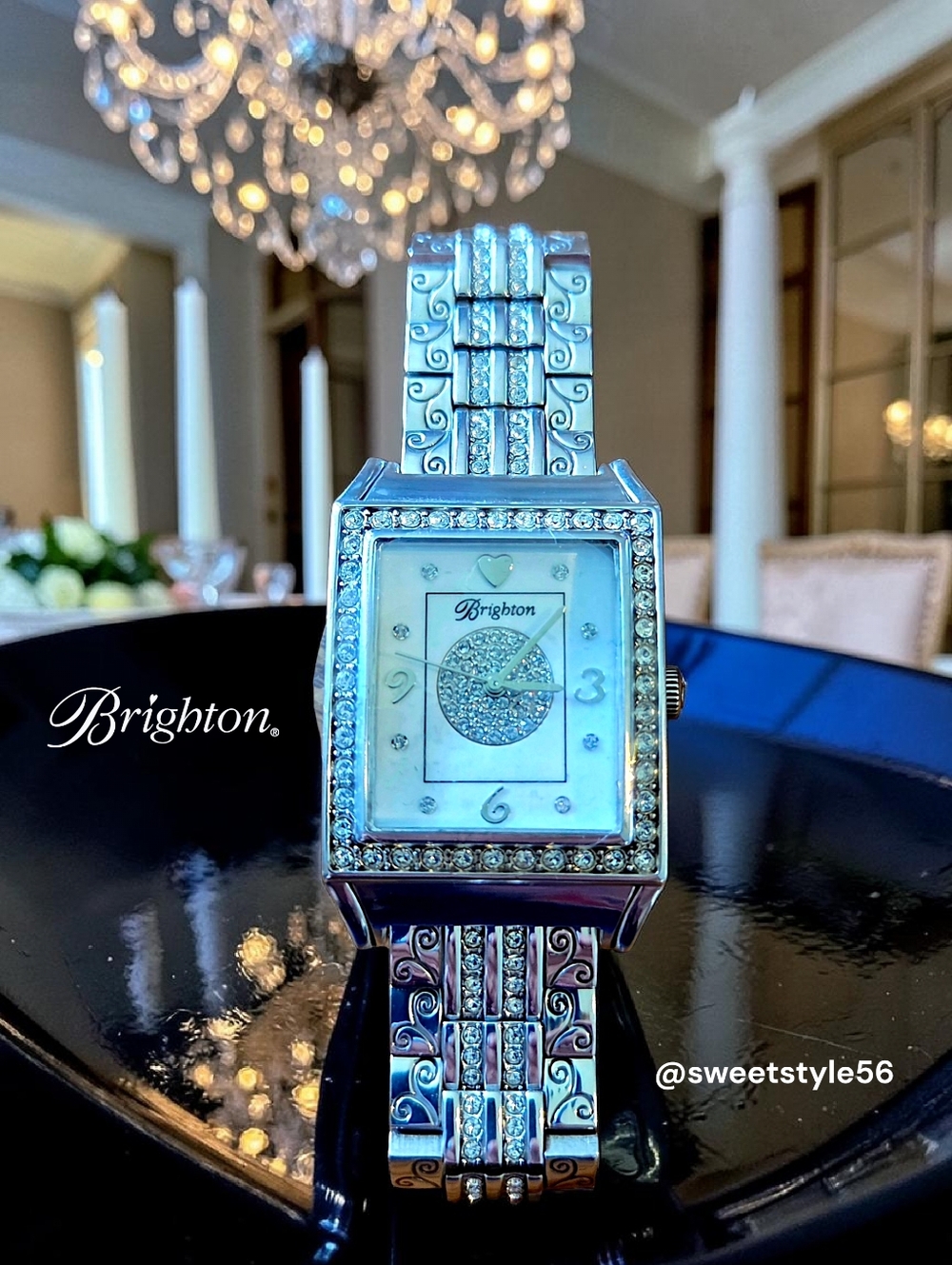 BRIGHTON "Diamond Bar" Crystal And Silver Link Watch WEDDING READY! NEW!